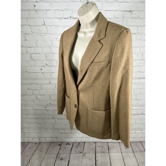 VTG The Fashion Place Solid Brown Wool Blend Two Button Blazer Jacket Women’s 10 - Picture 3 of 9